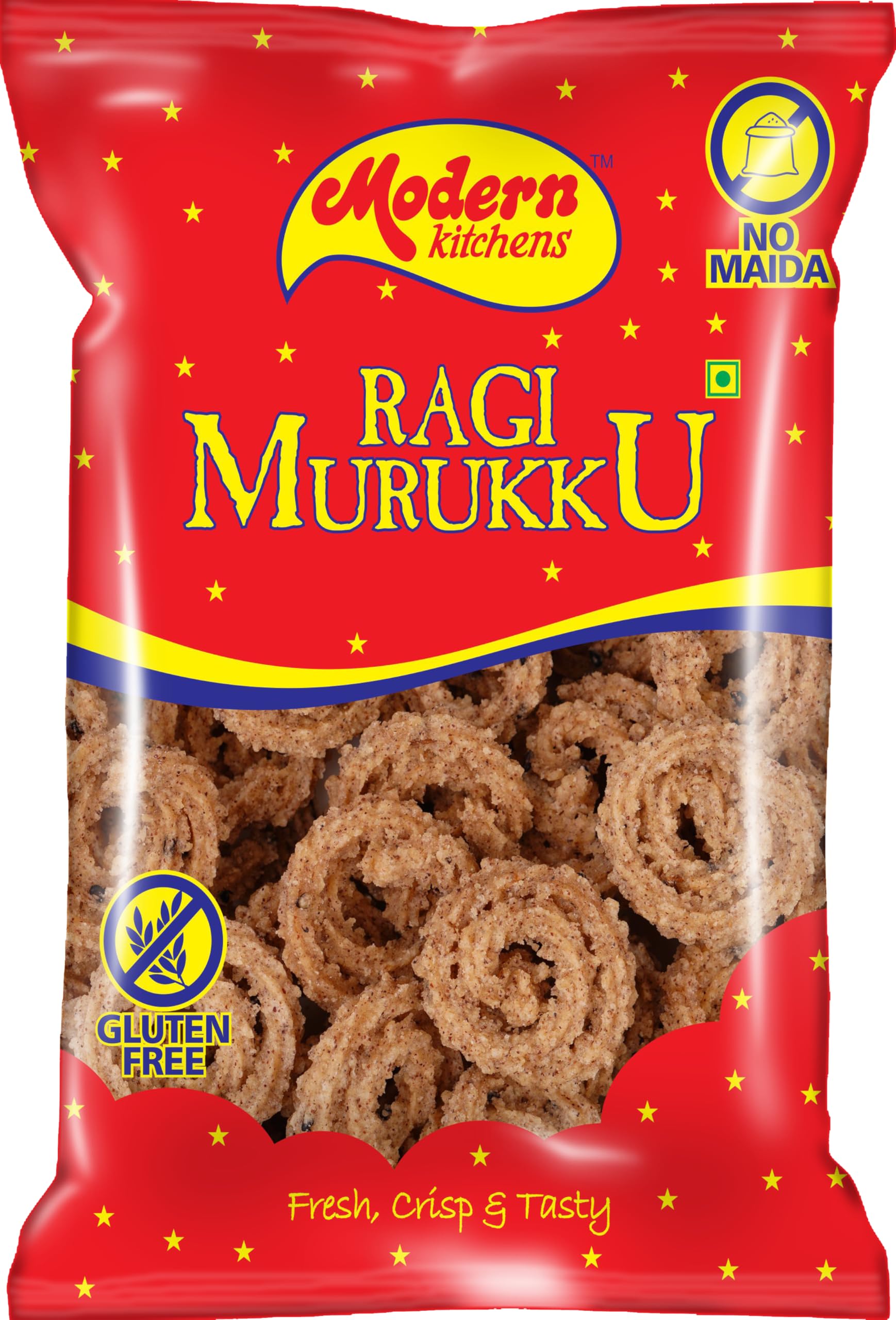Modern Kitchens Ragi Murukku - 150g | Gluten-Free, No Maida | Healthy, Crispy Snack with Finger Millet, Rice & Sesame Seeds