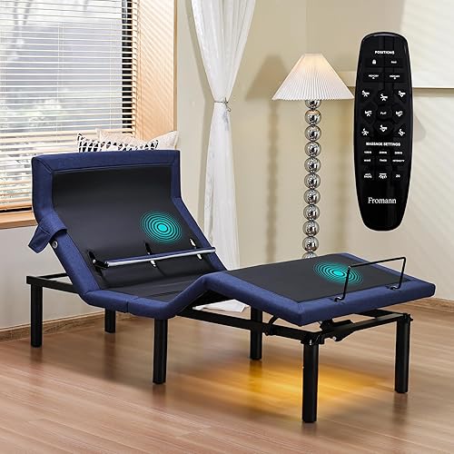 Miniatura 9 de Fromann Base de cama ajustable tamaño matrimonial, base de cama ajustable con control remoto inalámbrico y puertos USB, gravedad cero, masaje,