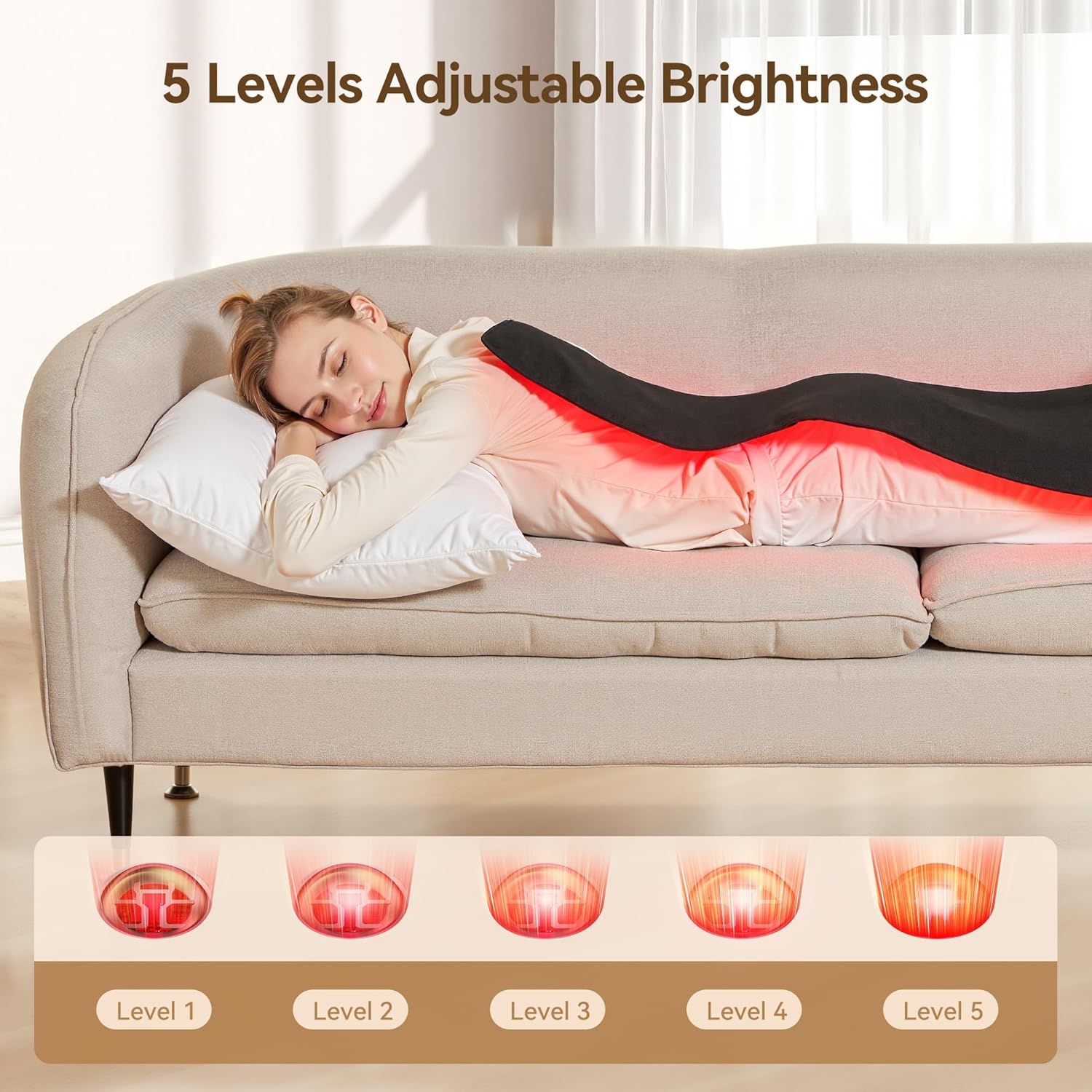 Red Light Therapy Mat, 40" x 16.5" Infrared Red Light Therapy Pad for Back Shoulder Legs Knees, 660nm & 850nm, 3 in 1 420 LEDs Infrared Light Therapy for Body Pain Relief, Muscle Recovery - Image 5