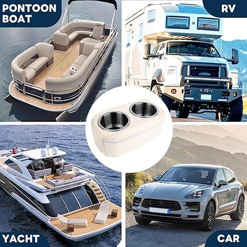 Miniatura 5 de Marinexplore Pontón - Portavasos para asiento de barco, soporte doble para bebidas, soporte portátil para teléfono móvil para pontón, barco, sofá de