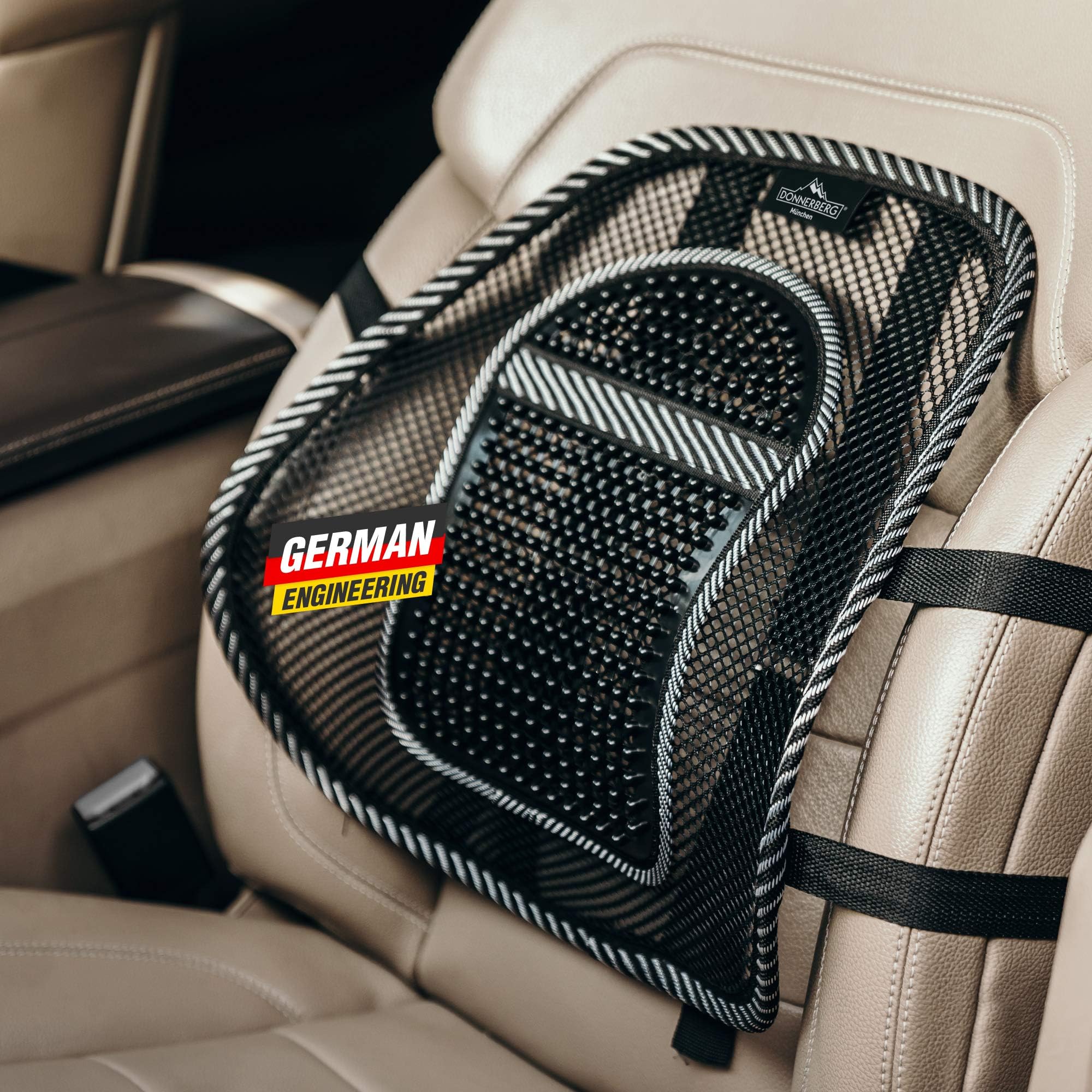 Donnerberg Back Support for Office Chair and Car Seat Back Support -2 pack- German Quality - Lower Back Pain Relief- Back Posture Corrector- in the Office, Car