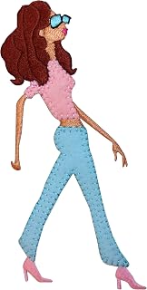 ID 7468 Fashion Model Woman Patch Runway Walk Strut Embroidered Iron On Applique