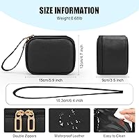 Vista 2 de Relavel Mini bolsa de maquillaje con espejo LED, pequeña bolsa de cosméticos con 3 modos de luz, bolsa de maquillaje portátil recargable con correa