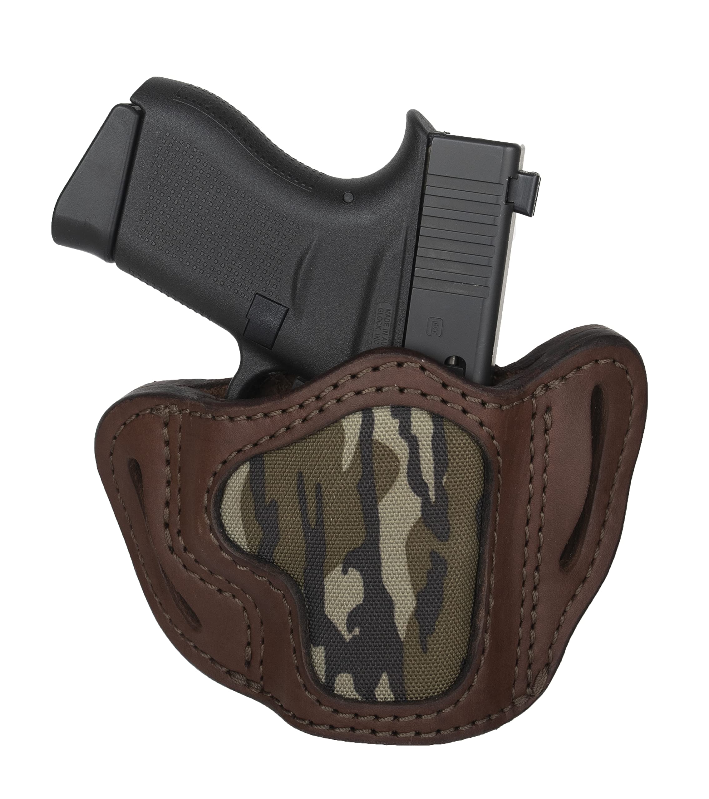 1791 Gunleather G43 Holster, Right Hand OWB Leather Gun Holster for Belts. Compatible with Glock 43 and Ruger LC9 & Ruger SR22 (Mossy Oak Brown)
