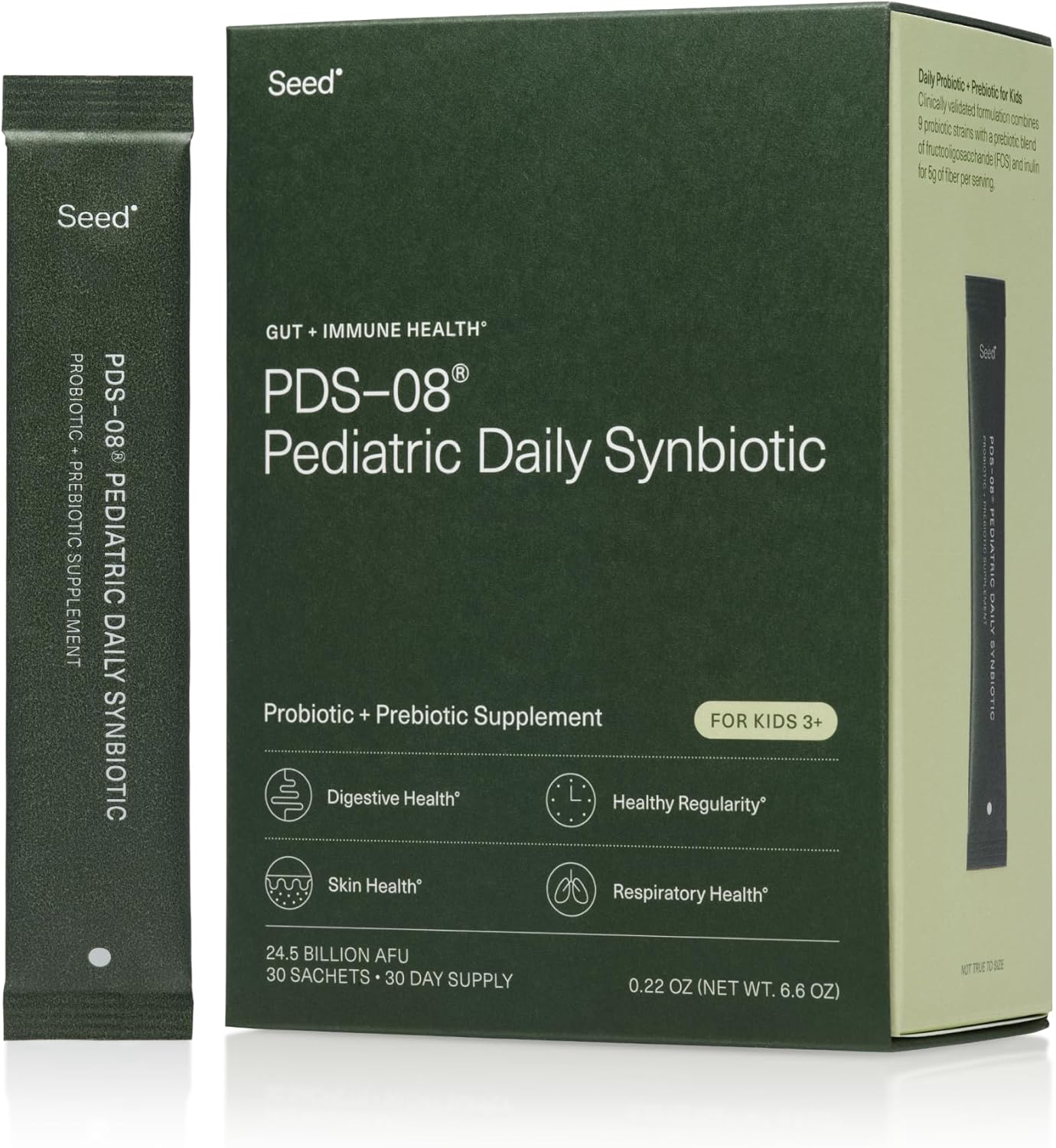 Seed PDS-08 Pediatric Daily Synbiotic - Fiber-Based Prebiotic & Probiotic for Kids - Digestive Health, Regularity, Constipation Relief - Ages 3-17 - Vegan and Shelf-Stable - 30 Sachets (30-Day Supply) Seed PDS-08 Pediatric Daily Synbiotic - Fiber-Based Prebiotic & Probiotic for Kids - Digestive Health, Regularity, Constipation Relief - Ages 3-17 - Vegan and Shelf-Stable - 30 Sachets (30-Day Supply)