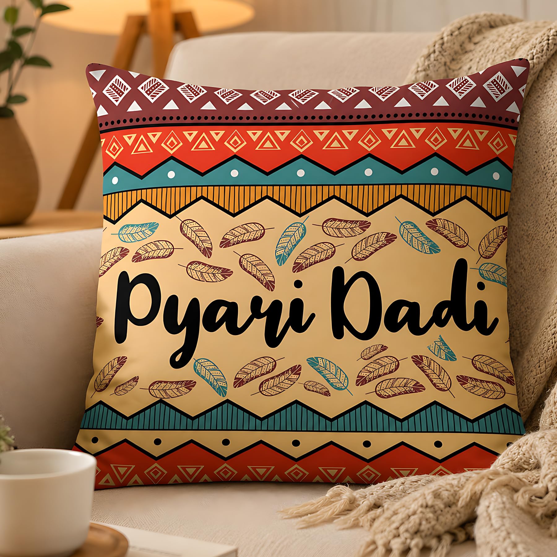 TIED RIBBONS Satin & Microfibre Gift For Dadi Grandma Grandmother Mom Mothers Day Anniversary Birthday Gifts Printed Cushion Cover With Filler (12 X 12 Inch, Multi), 2000 TC-image-24