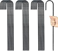 Vista 9 de Estacas para barras de refuerzo de tierra de 16 pulgadas, gancho en J extra resistente, a prueba de óxido, anclajes de tierra de acero con extremo