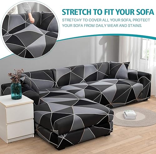 Miniatura 3 de MIFXIN Fundas de sofá modulares en forma de L, 2 piezas, elásticas y elásticas, para sofá o sillón, protector de muebles para sala de estar,