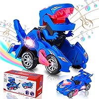 Vista 1 de Hirger Juguete de Coche Dinosaurio Transformable para Niños, Juguetes de Camión Monstruo Auto Transformador con Luz y Sonido para Niños Pequeños
