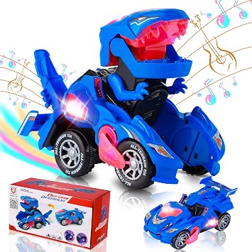 Hirger Transforming Dinosaur Toys for Kids, Auto Transformer Car Toy for Toddler Boy 2 3 4 5 Year Old Birthday Gift
