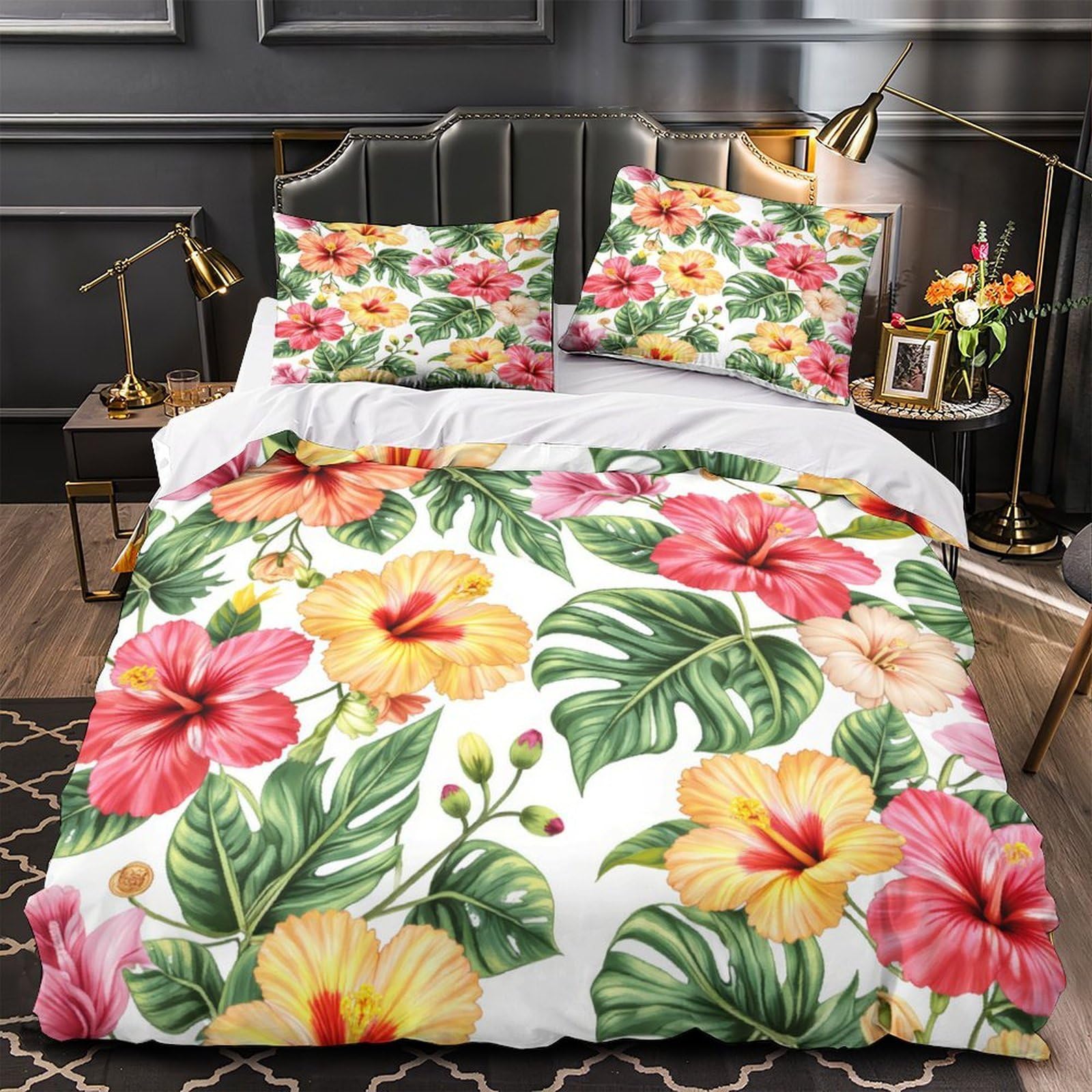 Parure de lit hypoallergénique en microfibre 3D respirante avec housse de couette zippée