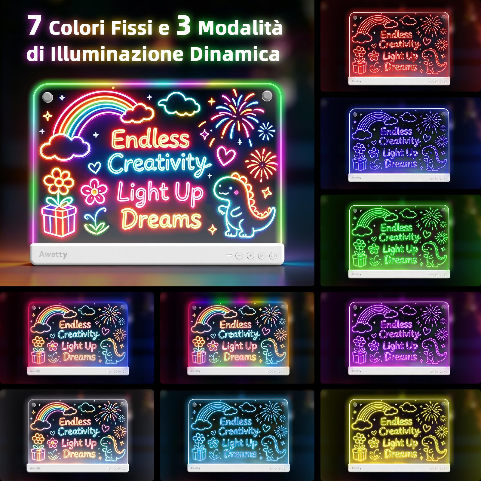 Awatty Lavagna da Disegno a LED, Giocattoli Regalo Bambini Bambine (Bianca)