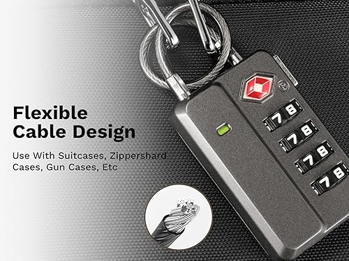 Miniatura 6 de LUGGEX Cerraduras de equipaje aprobadas por la TSA, cerradura de combinación de 4 dígitos con reinicio de un botón, cerradura segura de viaje