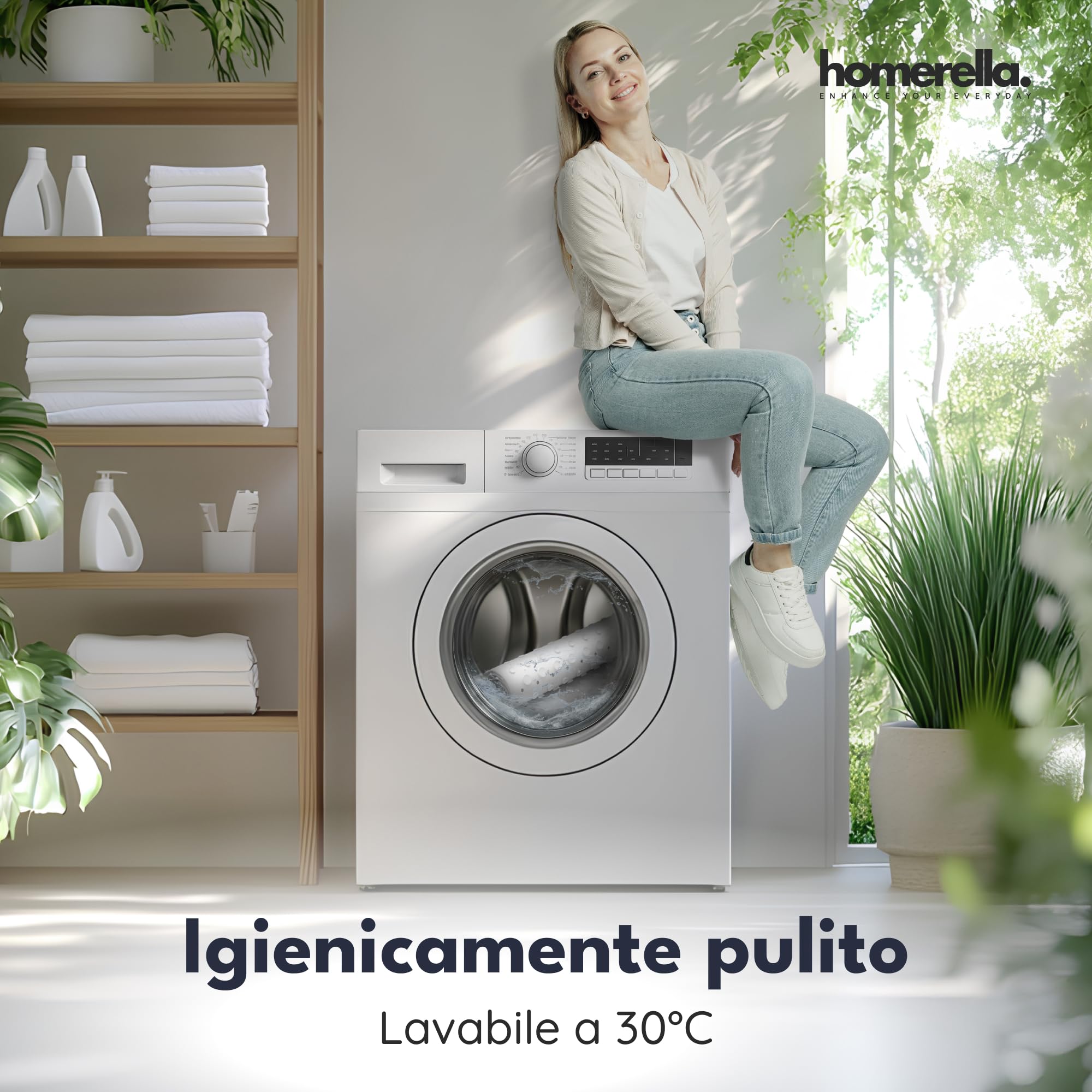 homerella® Tappetino antiscivolo vasca da bagno bambini 100 x 40 cm | Tappeto antiscivolo doccia bambini | Extra confortevole e antibatterico | INCL. GANCI (Turquoise)