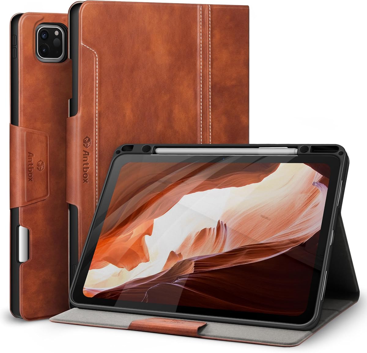 Antbox Case for iPad Pro 12.9'' 6th Generation (2022) 5th/4th/3rd Generation (2021/2020/2018), Built-in Pencil Holder Auto Sleep/Wake Function PU Leather Smart Cover (Brown) : Amazon.ca: Electronics