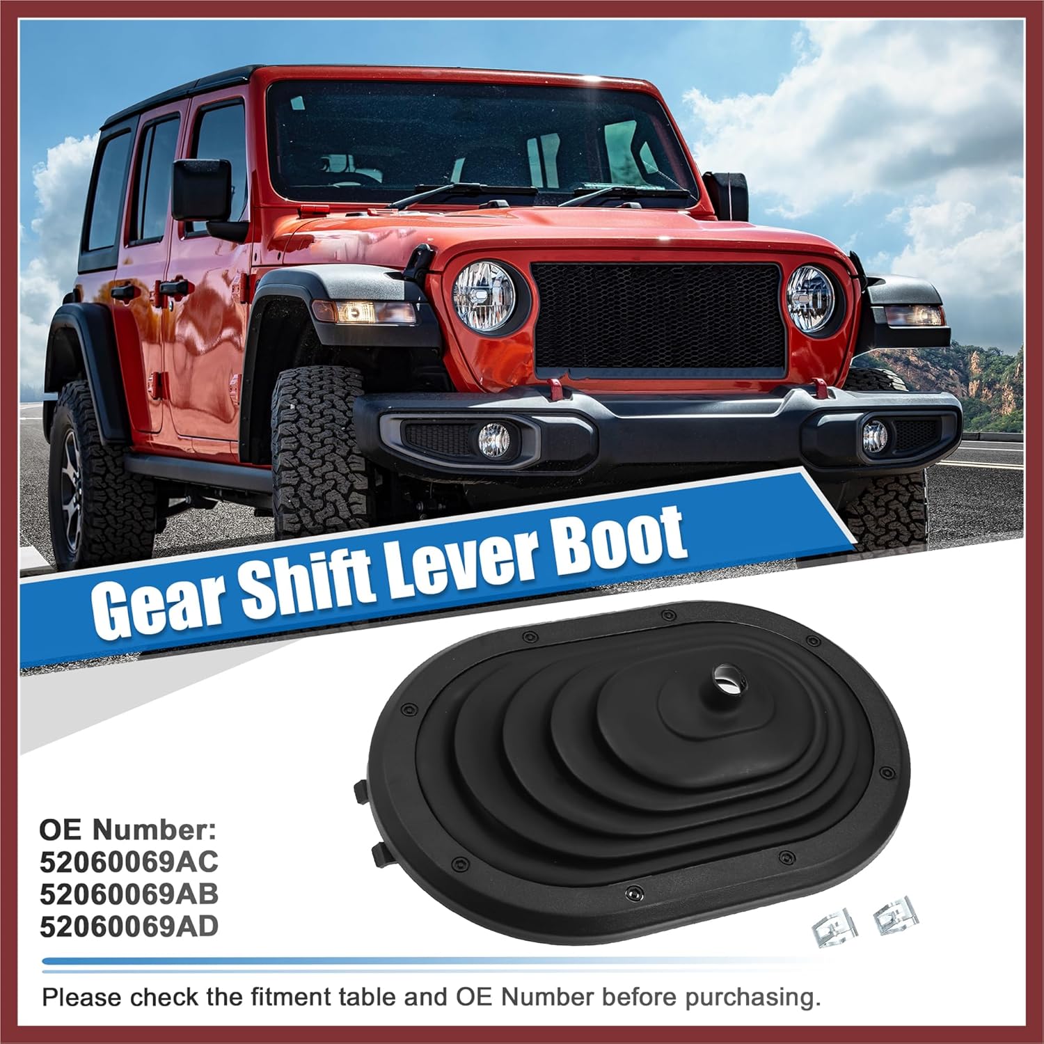 Manual Transmission Gear Shift Lever Boot for Jeep Wrangler 2007 2008 2009 2010 Shift Boot Cover Replaces 52060069AC 52060069AB 52060069AD Replace Parts