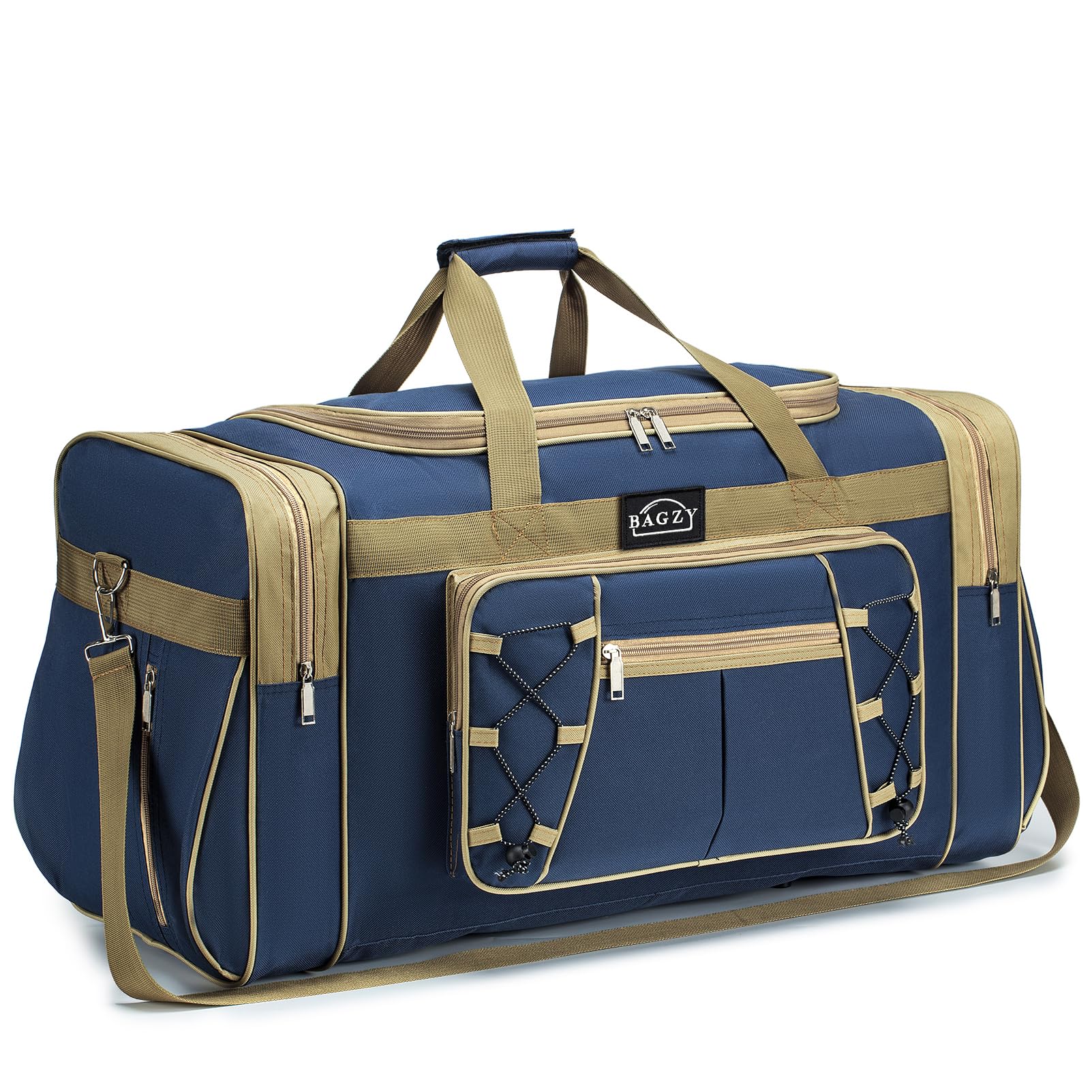 BAGZY 70L Borsone da Viaggio Grande Borsone Palestra Bagaglio a Mano 400D Oxford Impermeabile Valigia Pieghevole Borsone Weekend per All'aperto/Campeggio/Fitness/Trasloco (Giallo Blu)