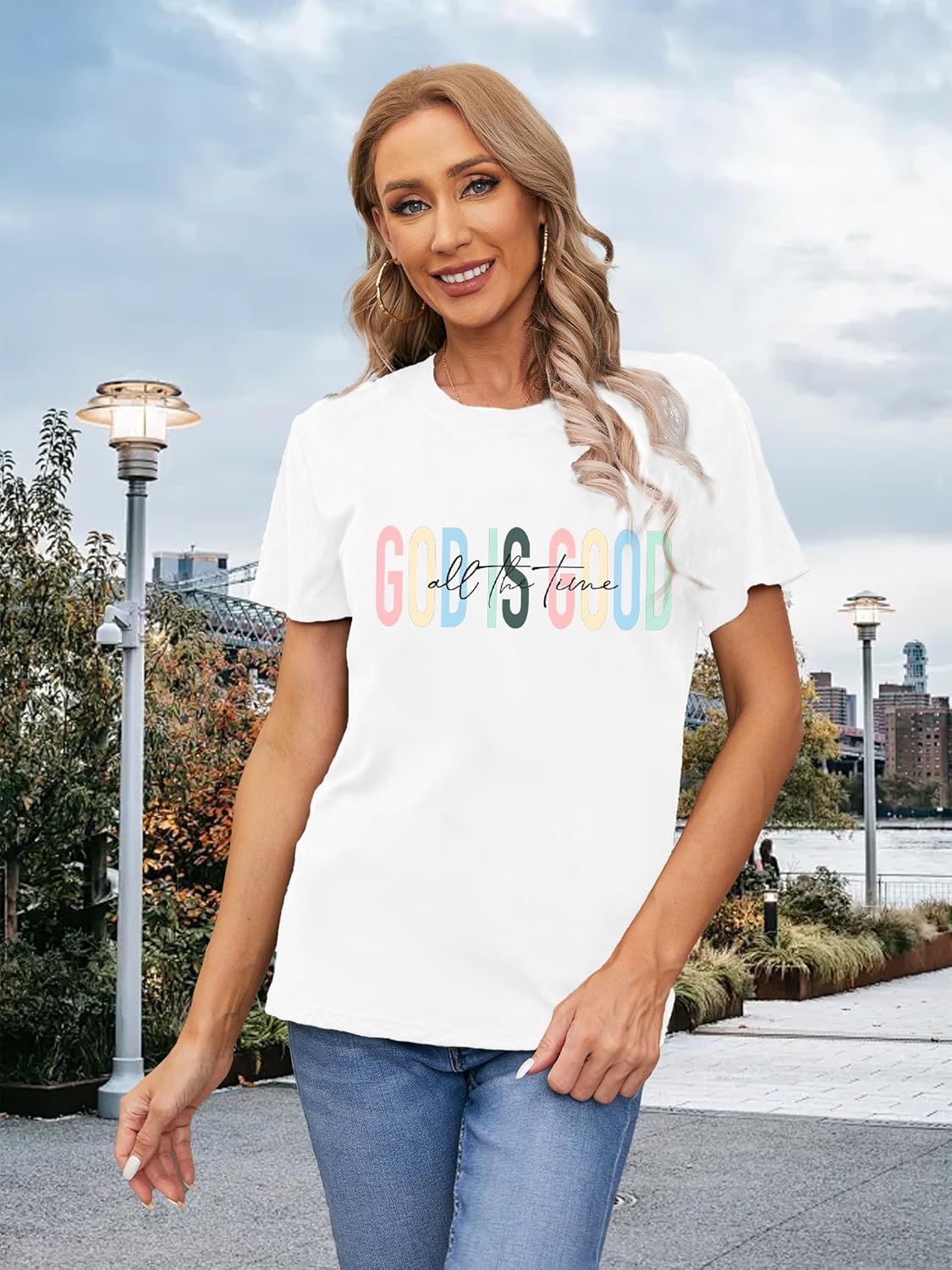 Christian Shirts for Women Jesus T-Shirt: God is Good All The Time Tee Shirt - Image 4