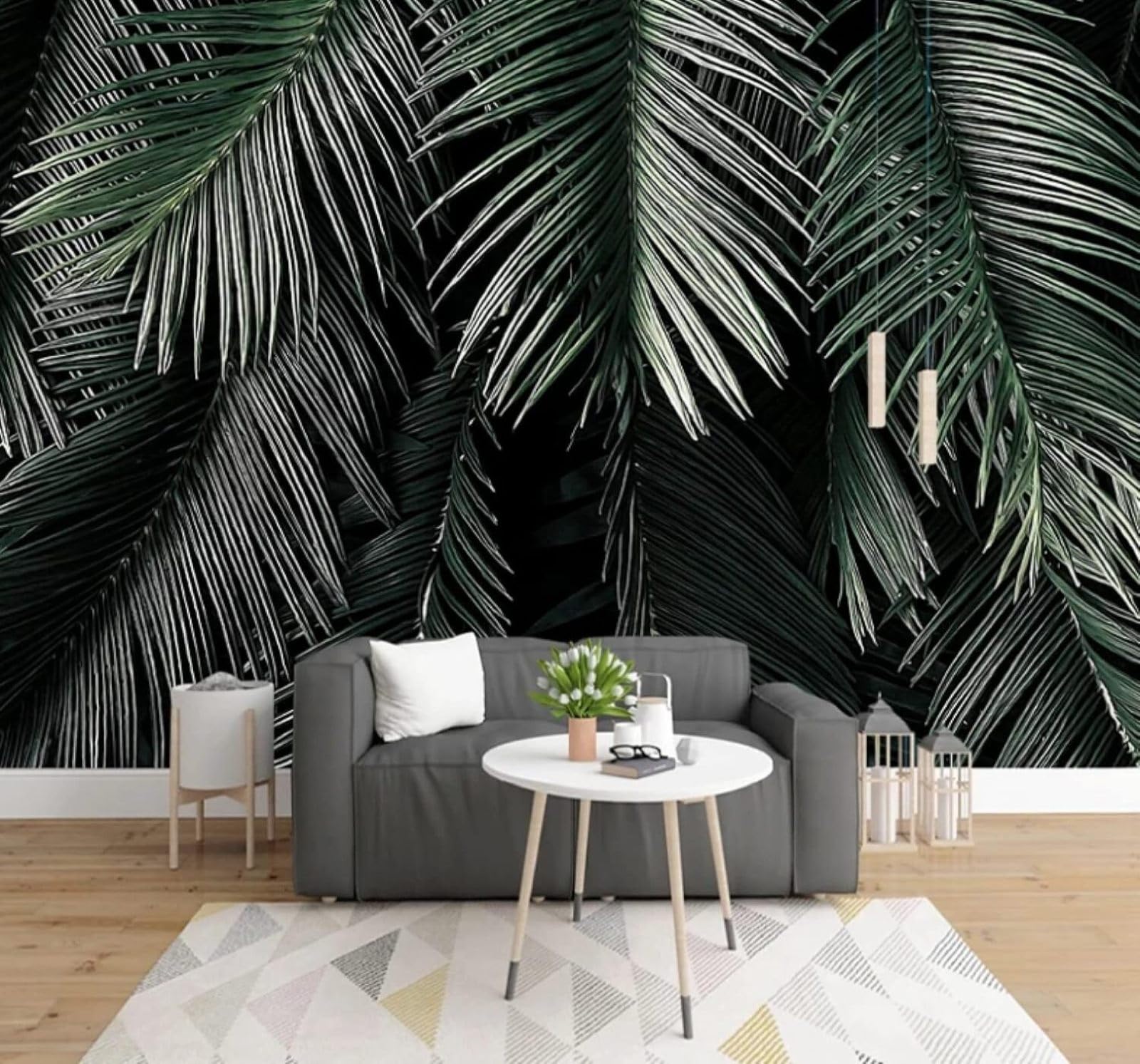XLMING Three Dimensional Fresh Pastoral Green Leaves Plants 3D Wallpaper Luxury Home Dining Decor Paste Sofa Living Room The Wall for Bedroom Mural-400cm×280cm