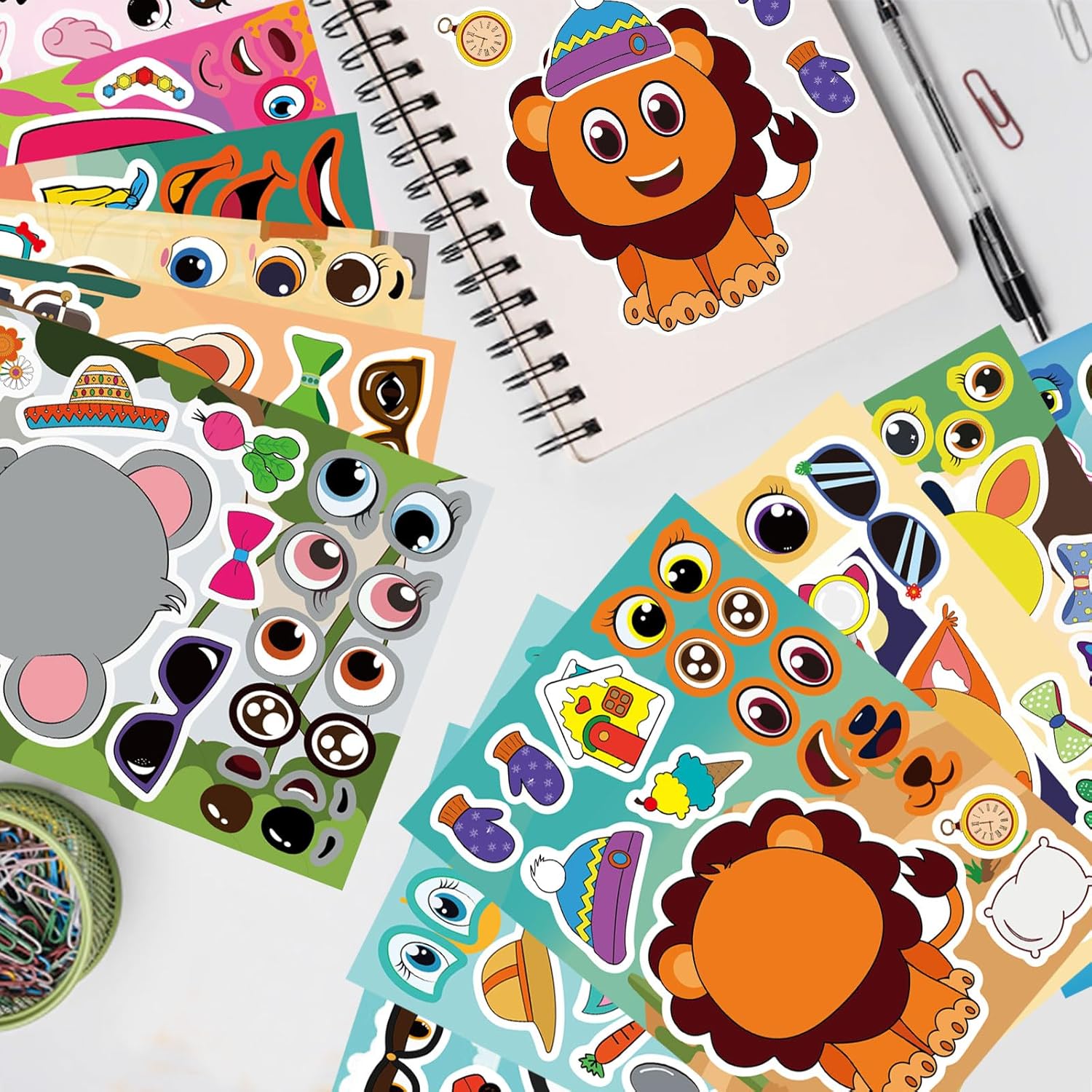 24 PCS Make a Animal Face Stickers for Kids, Back to School Party Favors Supplies Craft Activities, Goodie Bags Stuffers Gifts for Kids