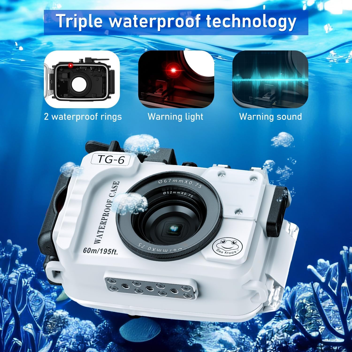 Amazon.co.jp: Seafrogs防水ハウジングオリンパスTG6カメラスキューバ