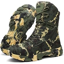 Men's Tactical Combat Boots, Digital Camo, Lace-Up, High-Top, Military-Style Hiking Boots