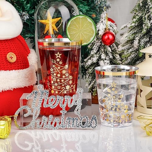 Miniatura 5 de LIYH - 100 vasos de plástico con borde negro de 16 onzas, vasos desechables de plástico transparente, vasos negros para fiestas, bodas, copas de