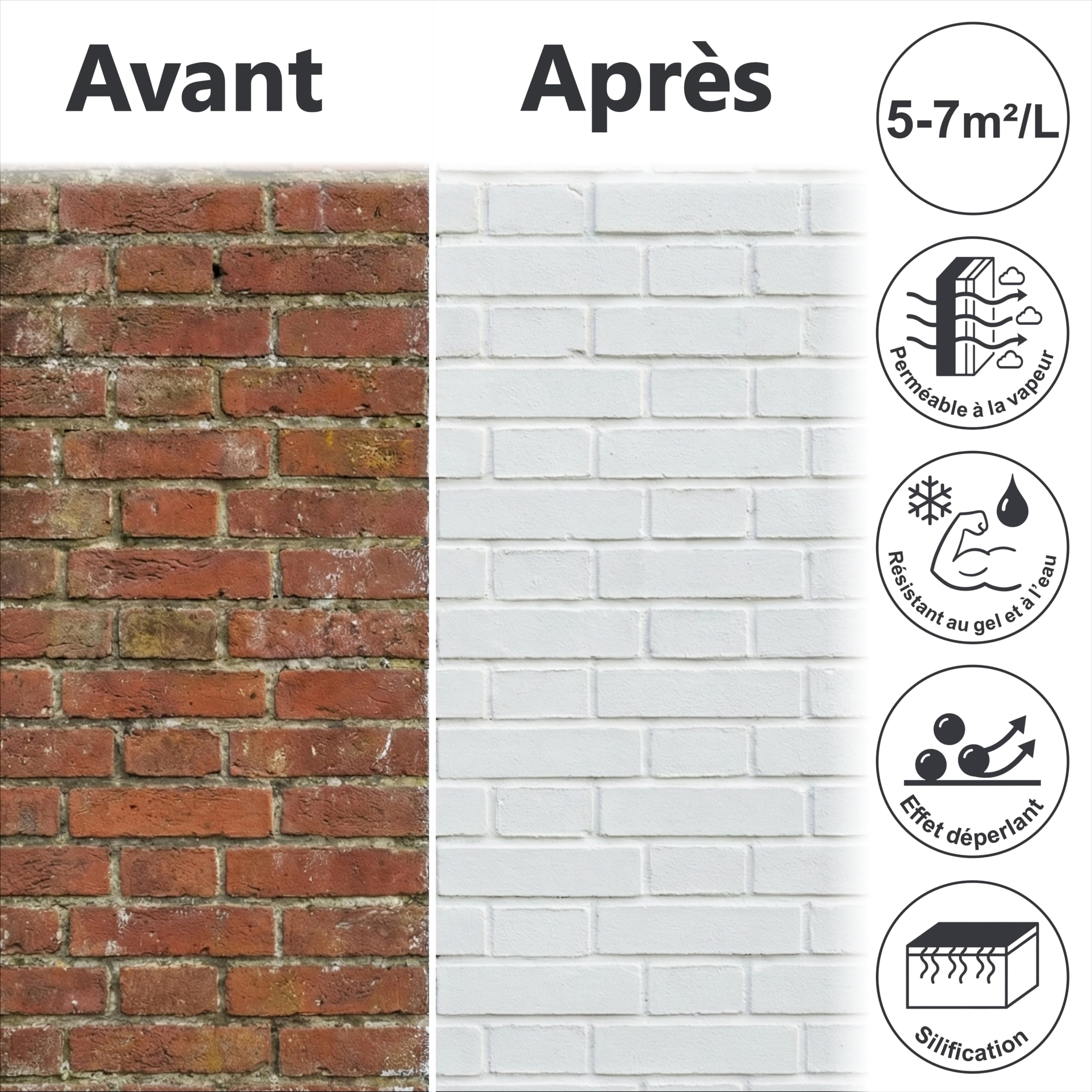 WO-WE Peinture Façade W520 Effet Perlant Rénovation des murs exterieurs Imperméable - Gris anthracite 10L
