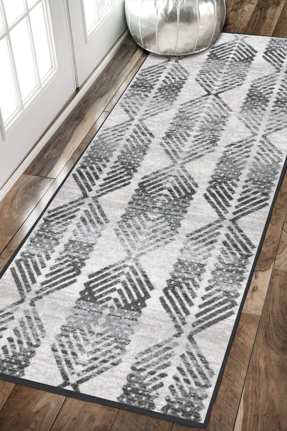 Status Contract 3D Printed Perfect Rugs for Living Area | Rug and for Bedroom |Rug and for ining Table Rug Floor with Anti Slip Backing (22 x 55, Grey)