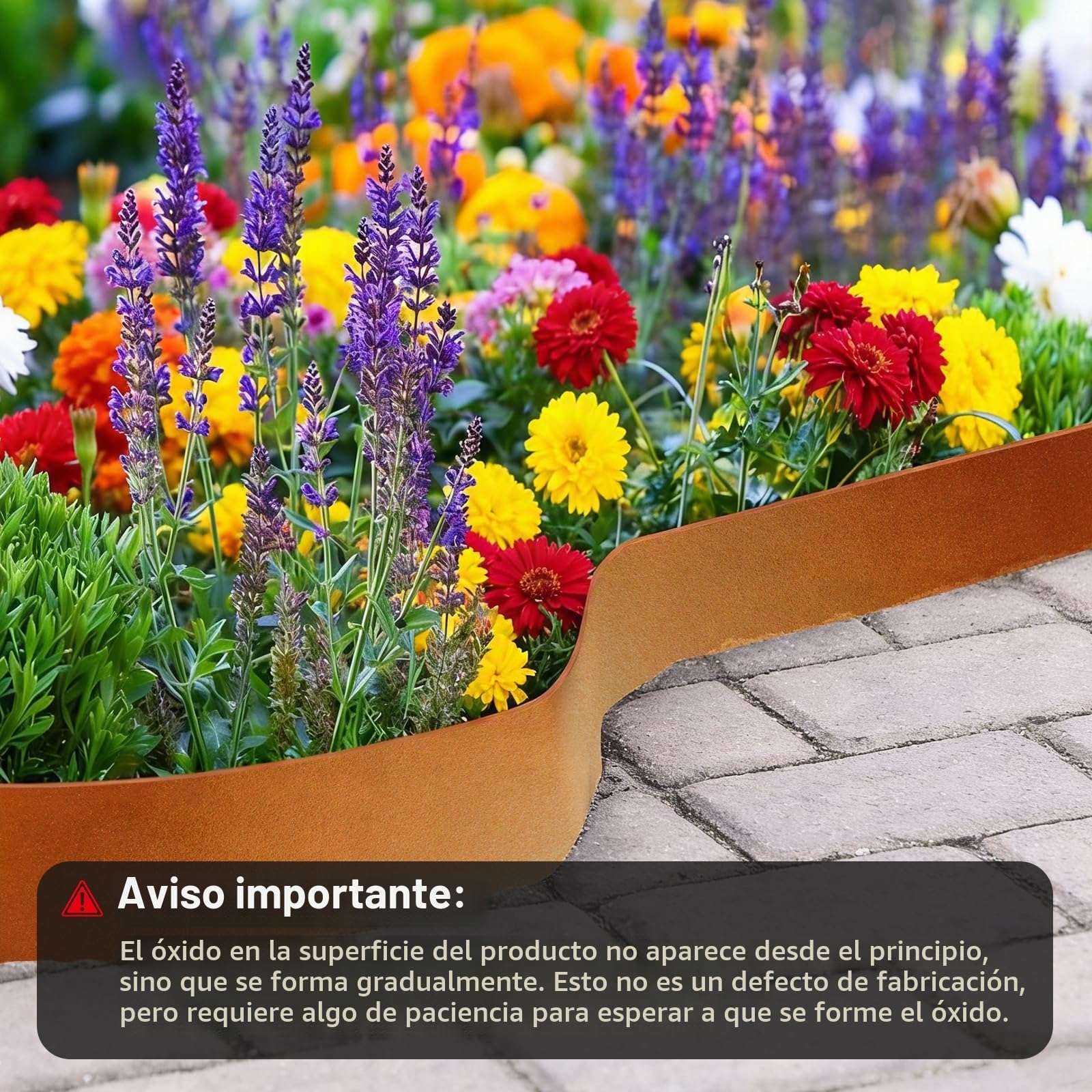 Bordura Acero Corten 5m X 15.5cm - Borde Jardin Flexible Y Resistente a La Intemperie - Separador De Césped Y Parterres con Aspecto Oxidado Natural, Fácil Instalación | Cercado flexible de metal con aspecto oxidado, resistente a la intemperie y borde de c