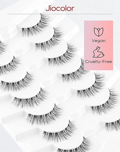Miniatura 5 de Jiocolor Pestañas postizas naturales de visón sintético, pestañas postizas 3D, pestañas postizas de volumen corto, paquete de 7 pares
