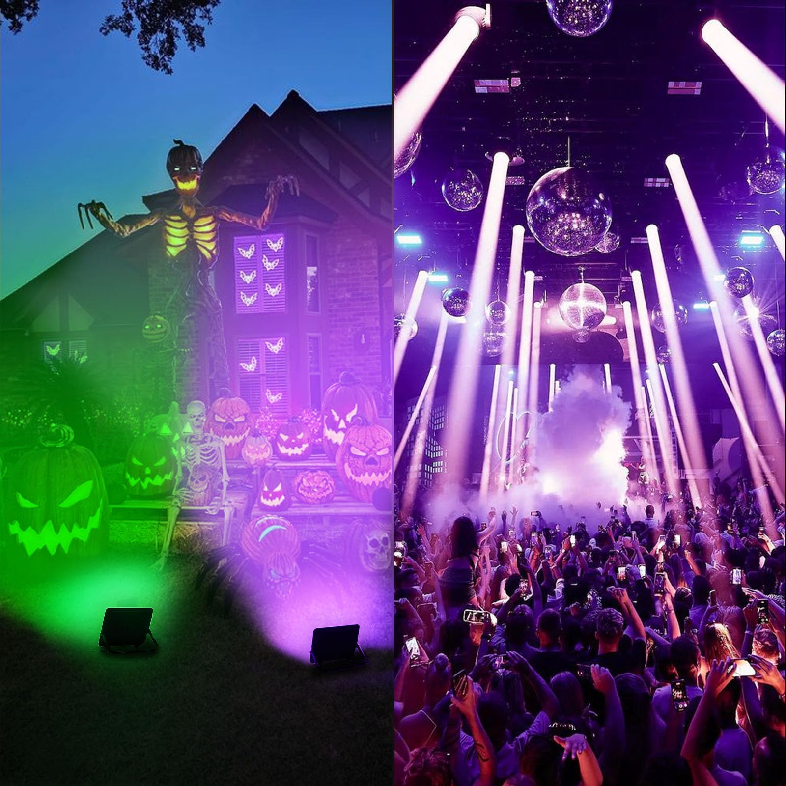 Foco LED RGB de 50 W para exteriores, luces de inundación RGB coloridas con enchufe estándar británico, foco que cambia de color, luces de fiesta regulables para DJ, discoteca, jardín