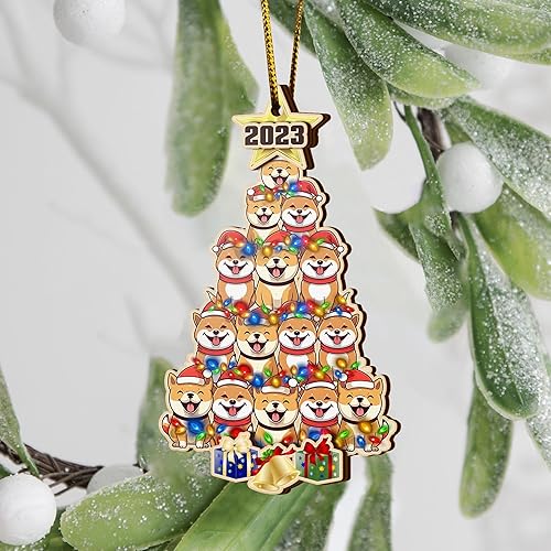 Miniatura 8 de V VIBEPY Adornos Shiba personalizados impresos, adornos de Navidad Shiba, adornos de Shiba para árbol de Navidad, adornos de 3.5 pulgadas de 3
