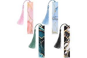 4 Pieces Dried Flowers Resin Feather Bookmarks