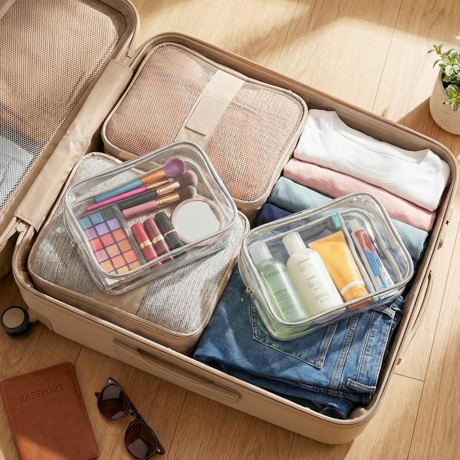 20 Packs Clear Makeup Bag, Bulk Makeup Bags Waterproof PVC Toiletry Bag with Zipper for Travel, Cosmetic Bags for Women Men, Clear Cosmetic Pouch Organizer Case (White)