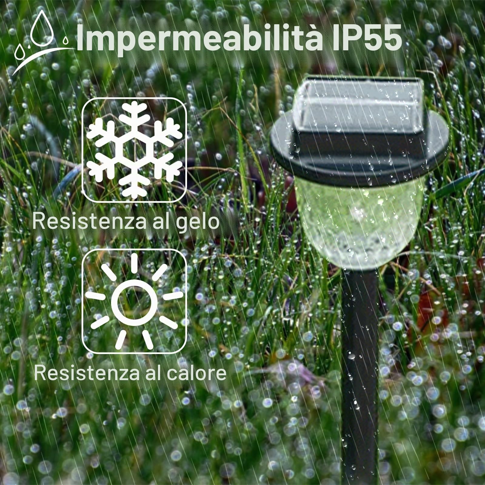 CREATESTAR Luci Solari da Giardino, 6 Pezzi Luci Solari Esterno Bianca Calda e RGB IP55 Impermeabile Lampade per Cortile Marciapiede Patio Prato Paesaggio Vialetto