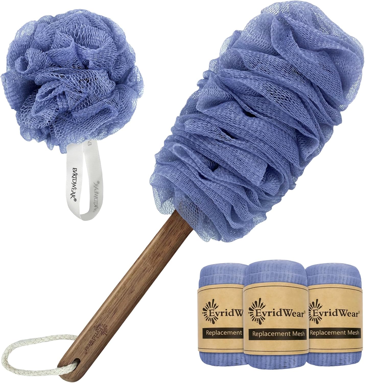 Evridwear Loofah on A Stick Bath Sponge Loofah Back