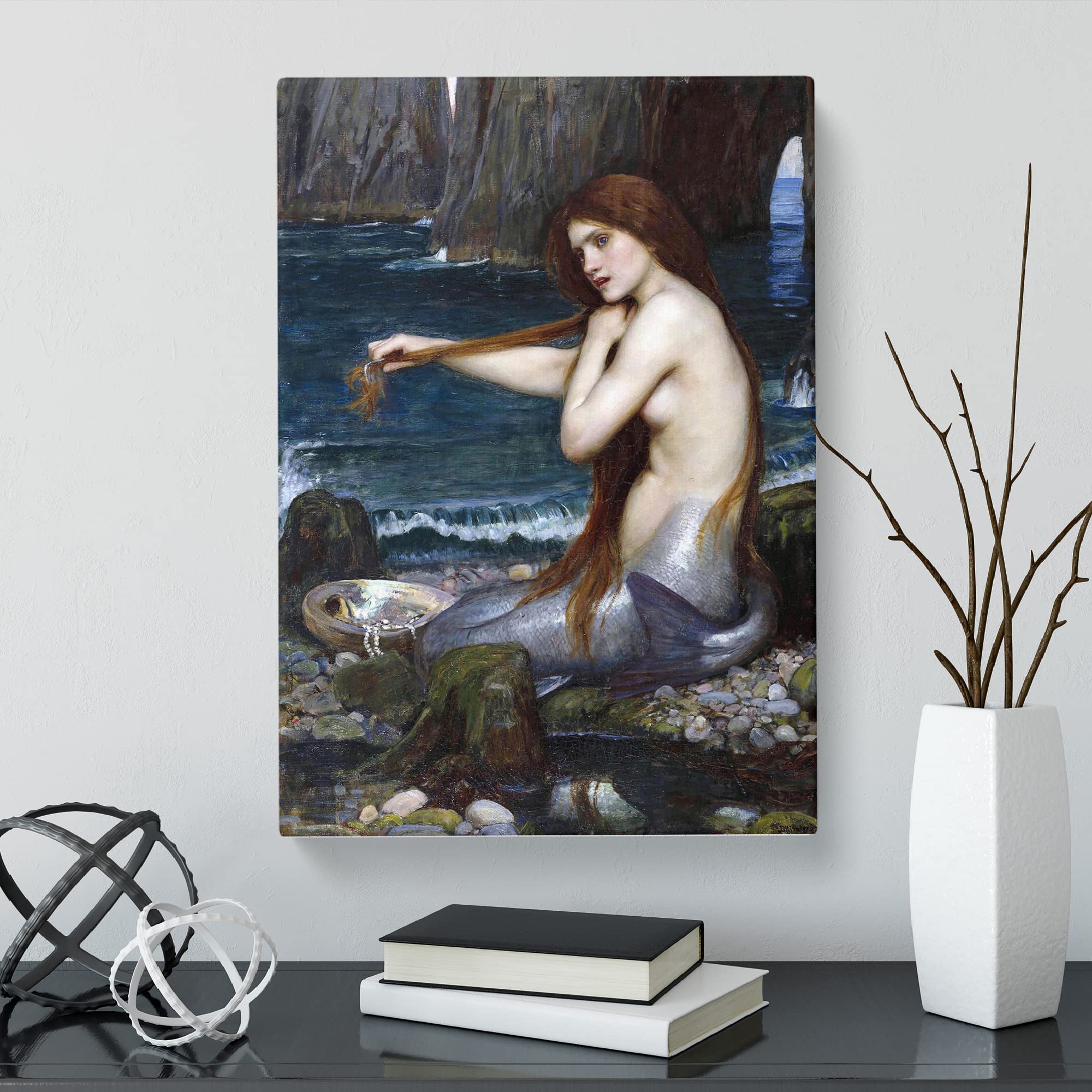 John William Waterhouse A Mermaid Classic Painting Canvas Wall Art Print  Ready to Hang, Framed Picture for Living Room Bedroom Home Office Dcor,  50×35 cm (20×14 Inch) – BigaMart, image size:2000x2000