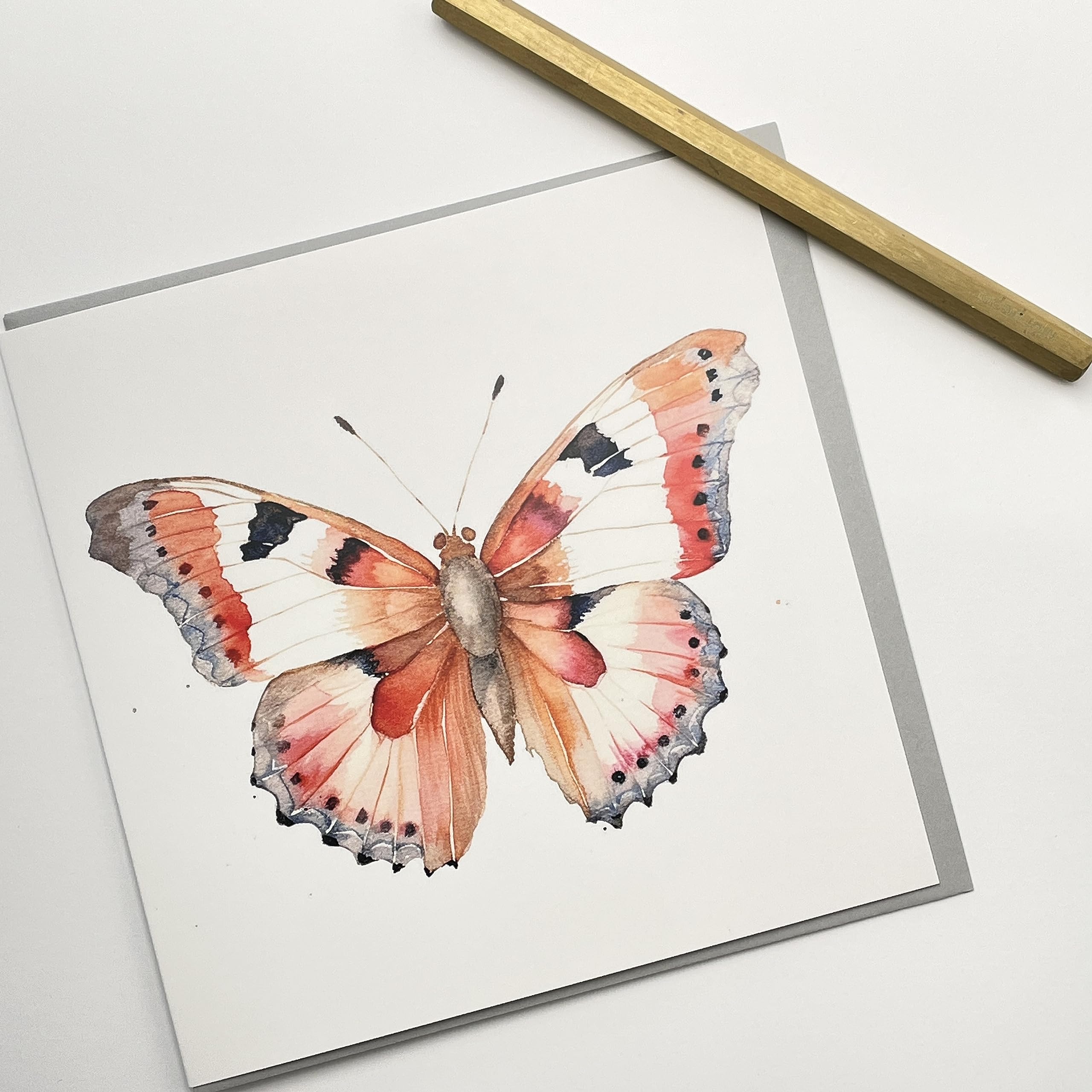 Aazon.co : Old English Co. Watercolour Butterfly Greeting Card For - View #9