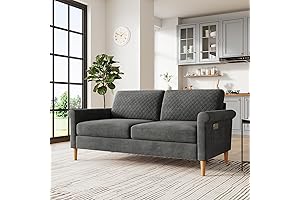 Vesgantti 65" Grey Mid Century Modern Loveseat with No Tool Assembly