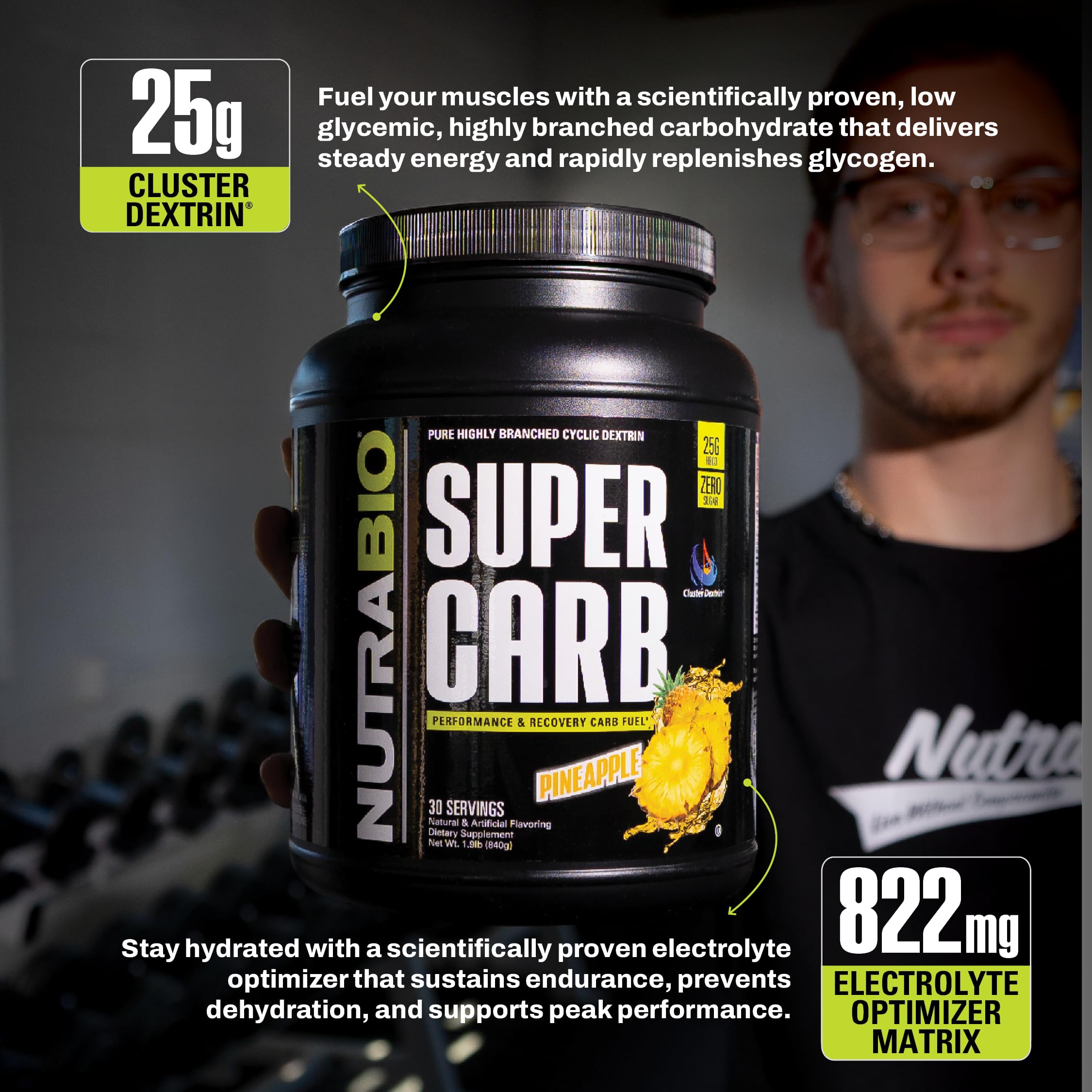 NutraBio Super Carb, Carbohydrate Powder with Cluster Dextrin & Electrolytes, Advanced Carb Supplement Powder for Workout Fuel, Performance, and Muscle Recovery, Cyclic Dextrin, Pineapple, 30 Sv — Amazon image 7
