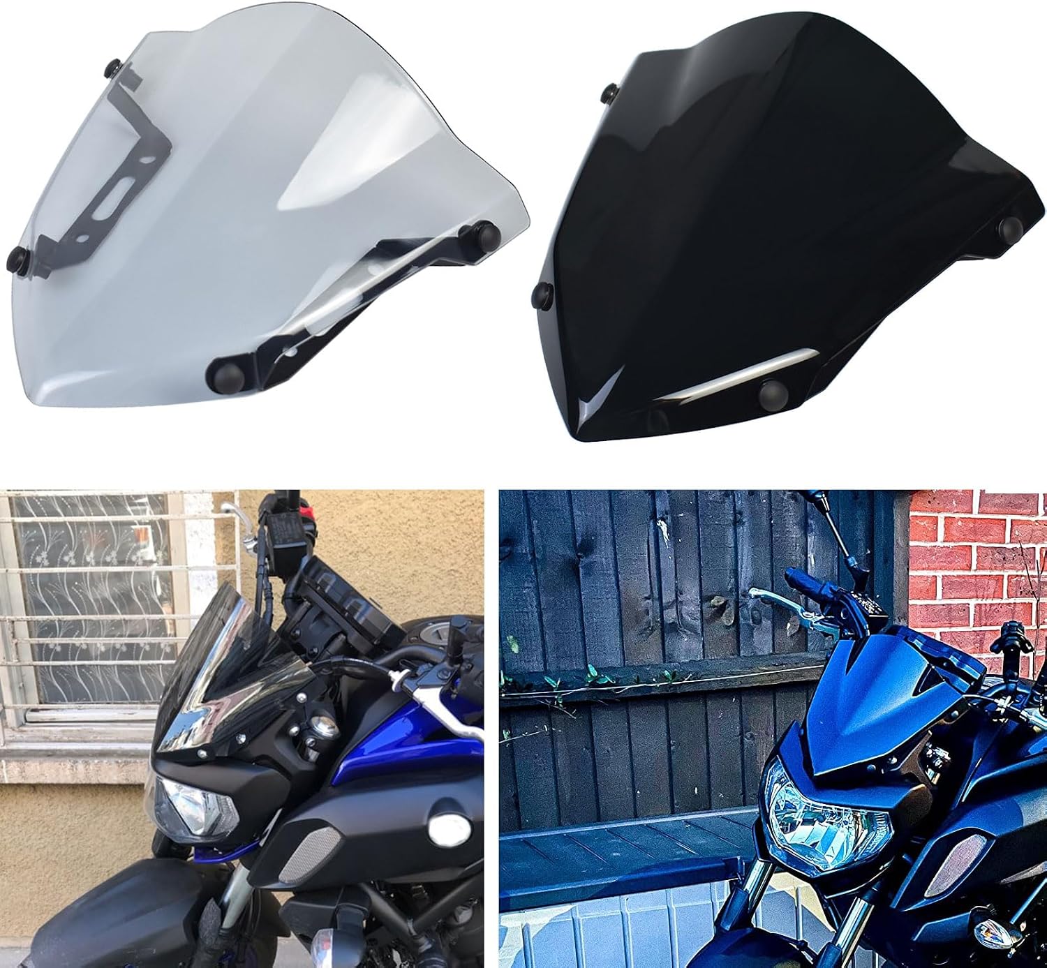 Motorcycle Windscreen Screen Windshield Front Fairing Accessories fit for Ya-ma-ha MT07FZ07 MT 07 FZ 07 MT-07 FZ-07 Accessories 2018 2019 2020 (Light Smoke)