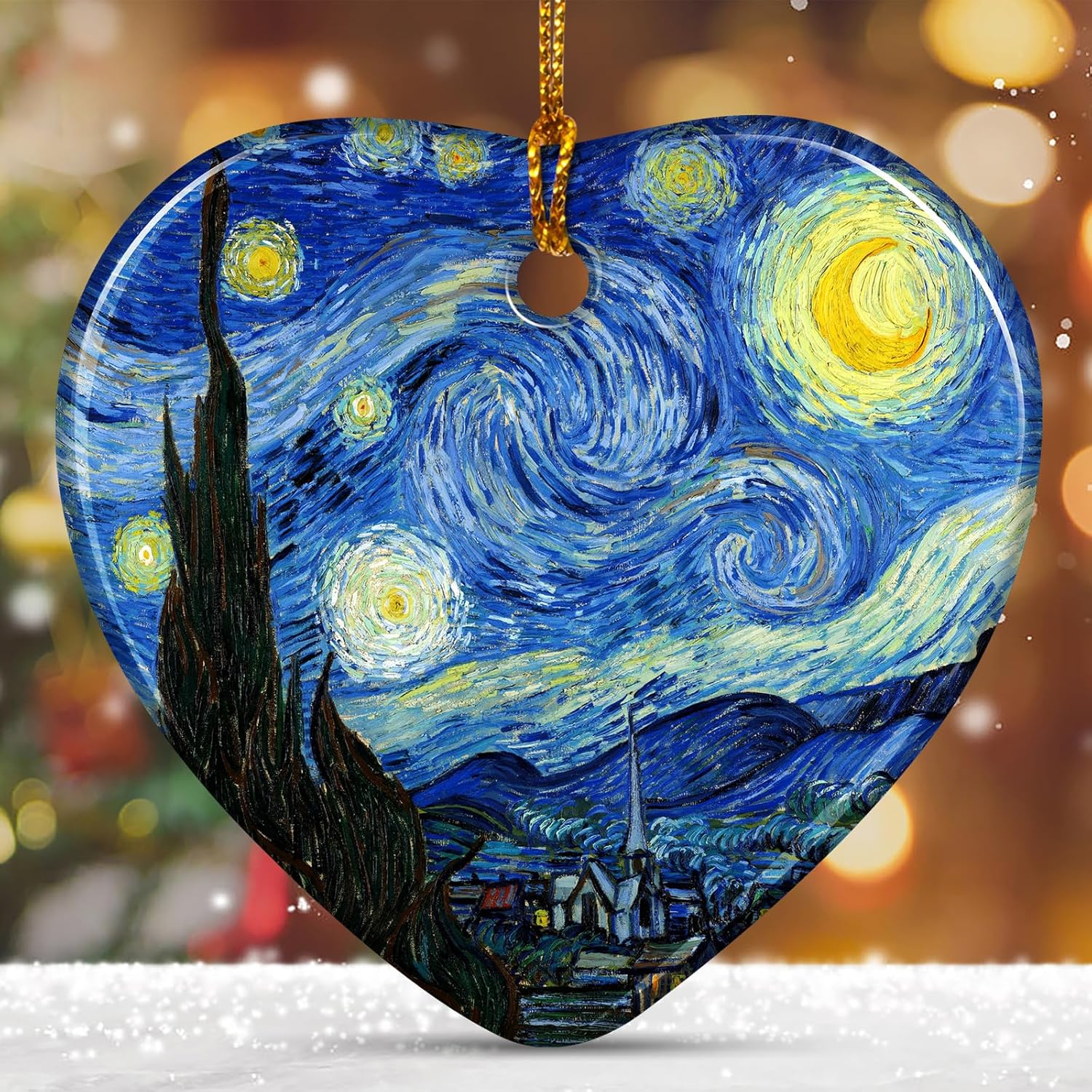 Christmas Tree Ornaments, Heart-Shaped Starry Night Art Ornament - Starry Night Style Christmas Decoration - Classic Art Christmas Tree Ornament 2026