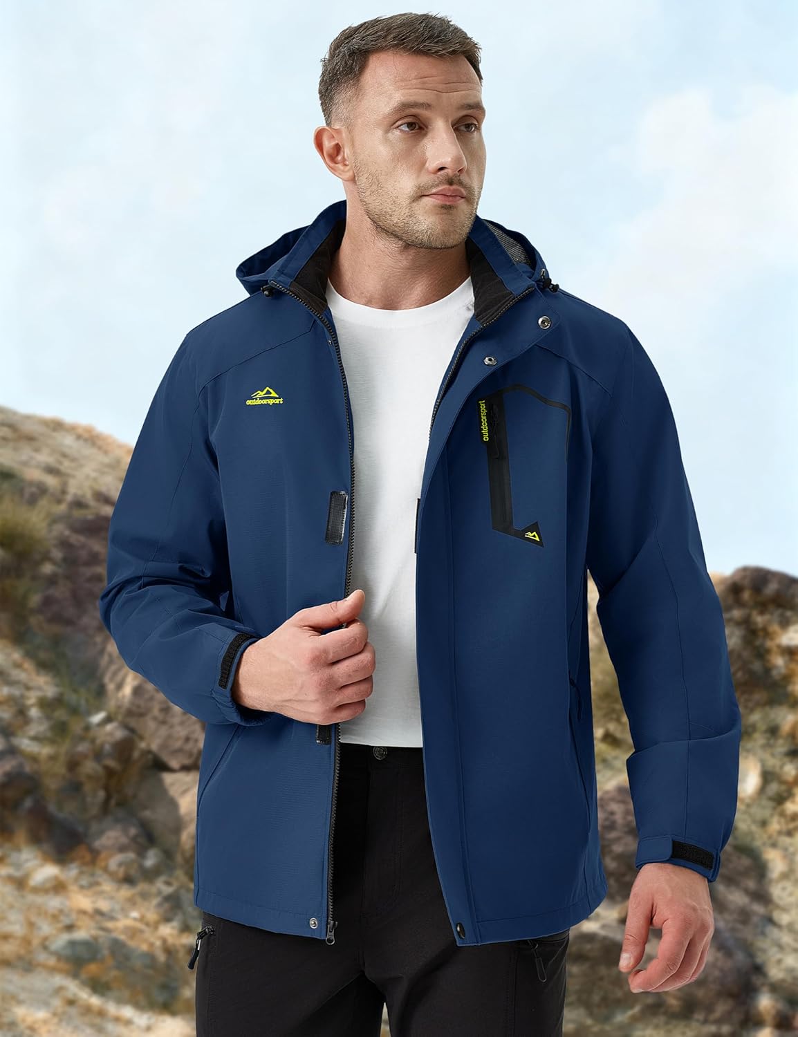 MAGCOMSEN Men's Lightweight Windbreaker Rain Jacket Raincoat with Detachable Hood for Hiking Fishing Activewear - Image 2