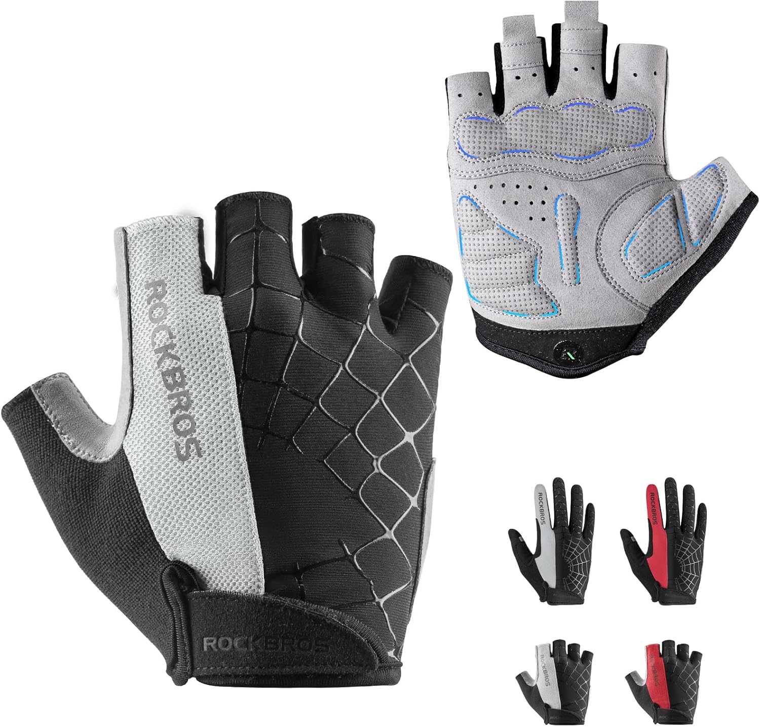 ROCKBROS Cycling Gloves for Men Mountain Bike Gloves Bicycle Gloves SBR Pad Anti-Slip Road Riding Gloves for Spring, Autumn Breathable Sports Gloves