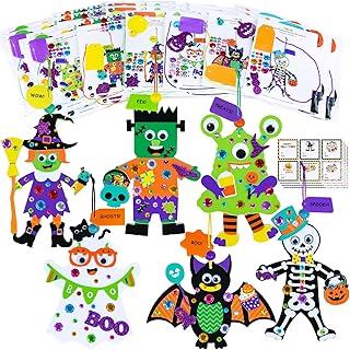 Winlyn 24 Sets Halloween Craft Kits Individual Fall Crafts DIY Bat Ghost Monster Witch Skeleton Frankenstein Ornaments Foam Halloween Arts and Crafts for Kids Holiday Classroom Activities Party Favors - Buy now