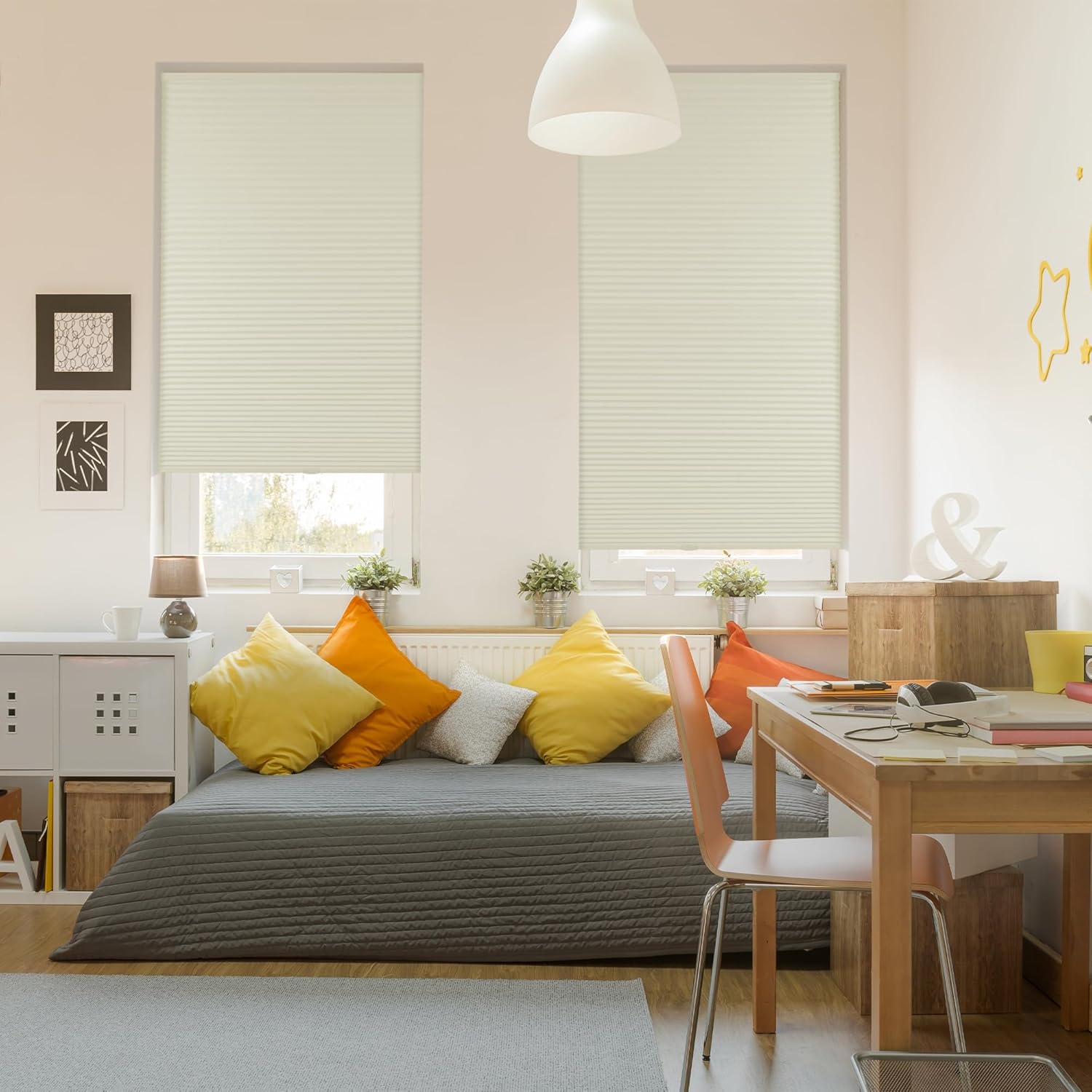 Calyx Interiors Cordless Honeycomb 9/16-Inch Cellular Shade, Blackout Ivory, 26.5-Inch Width by 72-Inch Height