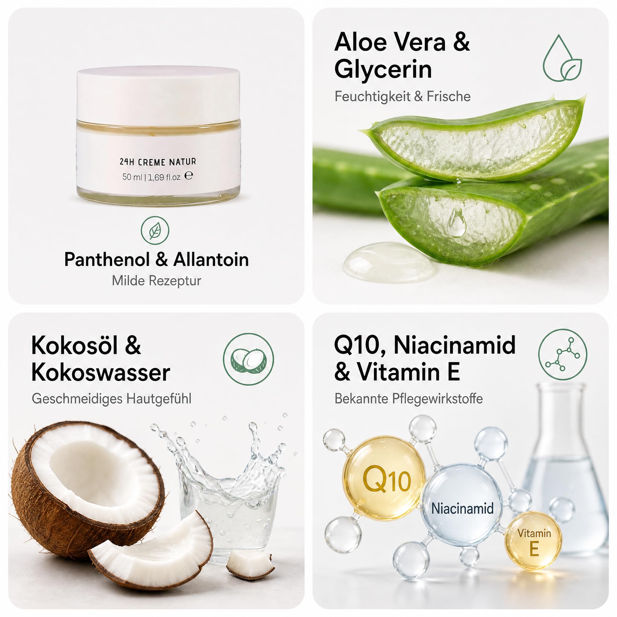 KS Beauty Gesichtscreme 24h, Tages- & Nachtcreme mit Aloe Vera, 50 ml | Feuchtigkeitscreme für Gesicht mit Q10, Niacinamid & Vitamin E – dermatologisch getestet, für sensible Haut geeignet