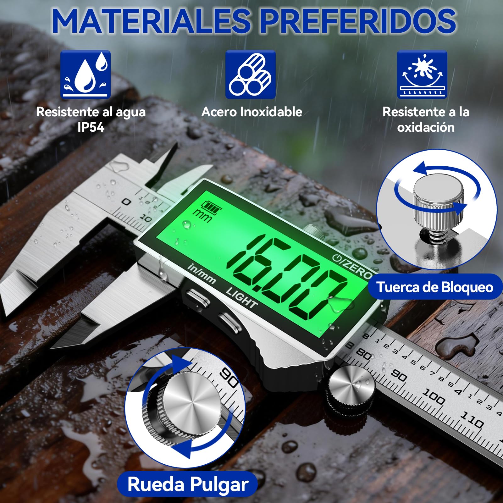 Preciva Calibre Digital 150mm Pie de Rey Acero Inoxidable Pantalla LCD Retroiluminada mm/in