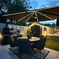 Vista 96 de PURPLE LEAF Sombrilla de Patio de 8 Pies para Exteriores Sombrilla Cantilever Cuadrada de Aluminio Sombrilla Offset con Rotación de 360 Grados